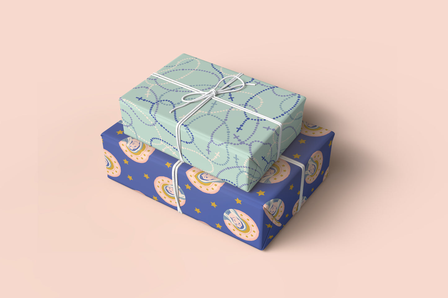 Blue Rosary | Catholic Wrapping Paper