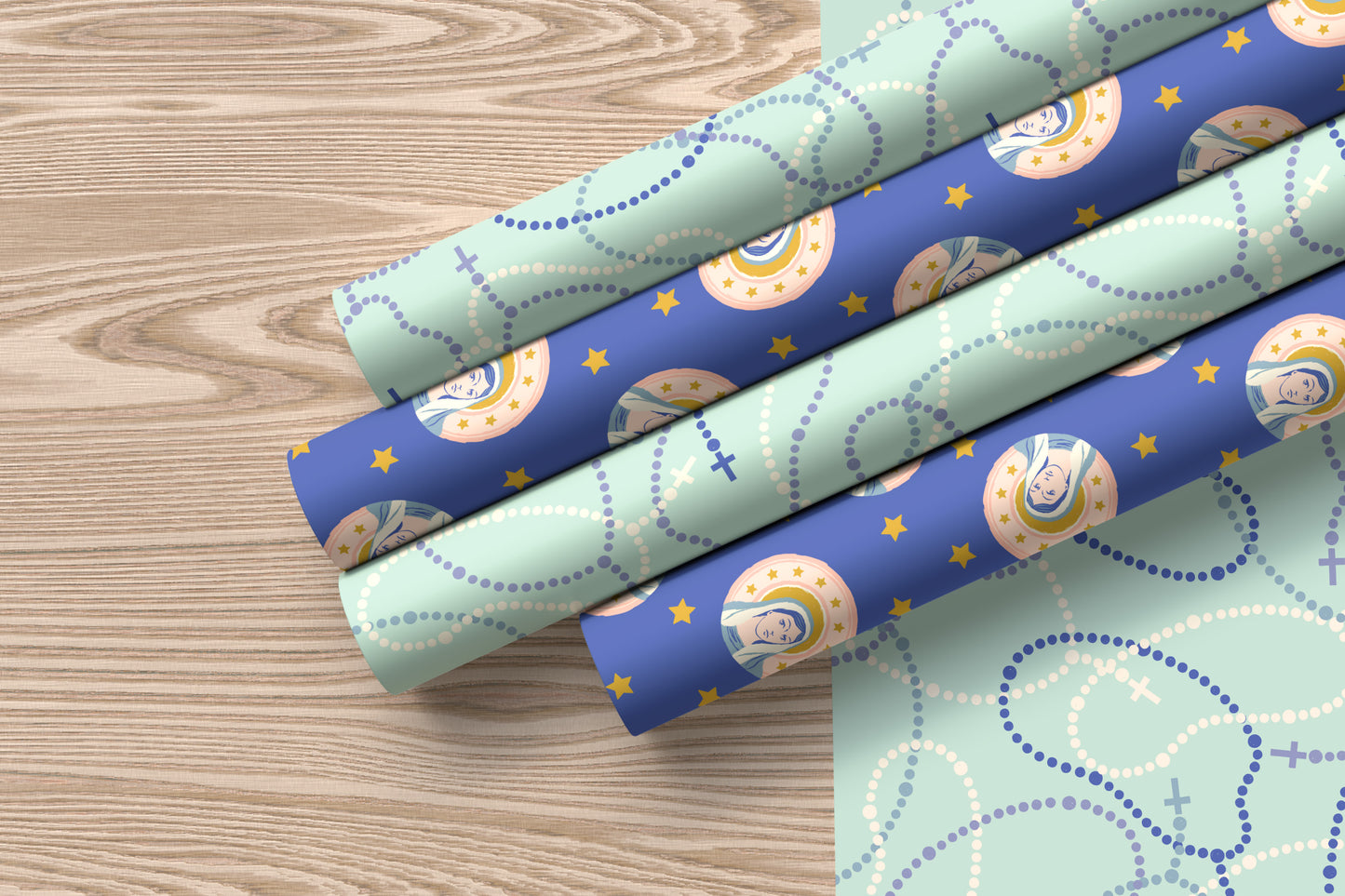 Blue Rosary | Catholic Wrapping Paper