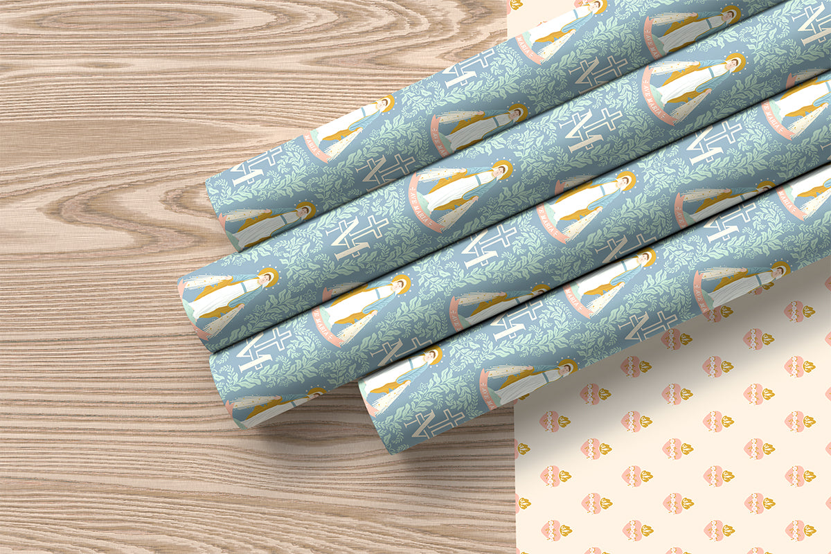 Catholic gift wrapping paper Mary Our Lady.