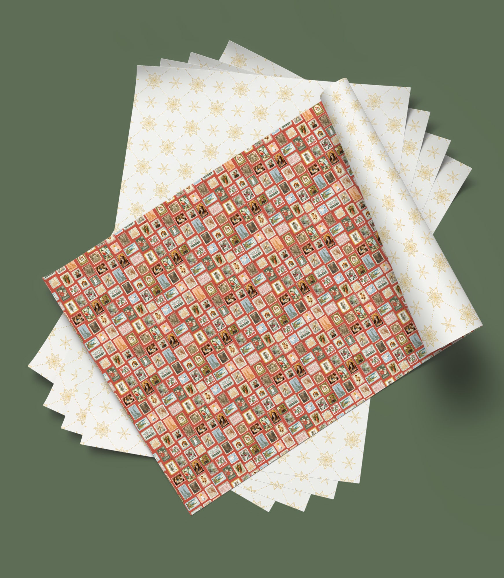 Christmas wrapping paper stamps