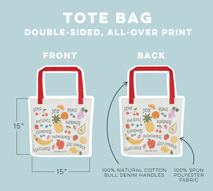Double sided Christian tote bag design.