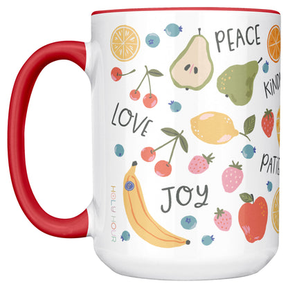 Fruits of the Spirit Christian coffee mug.