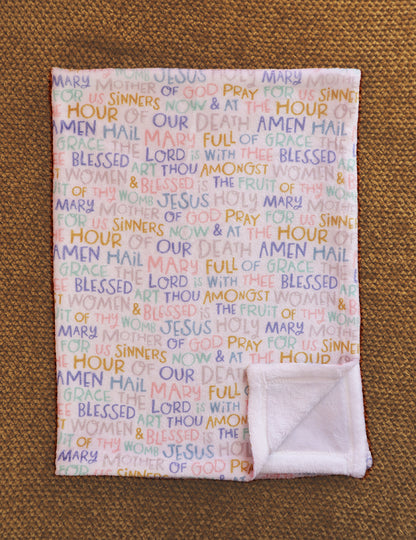 Hail Mary prayer Catholic baby blanket.