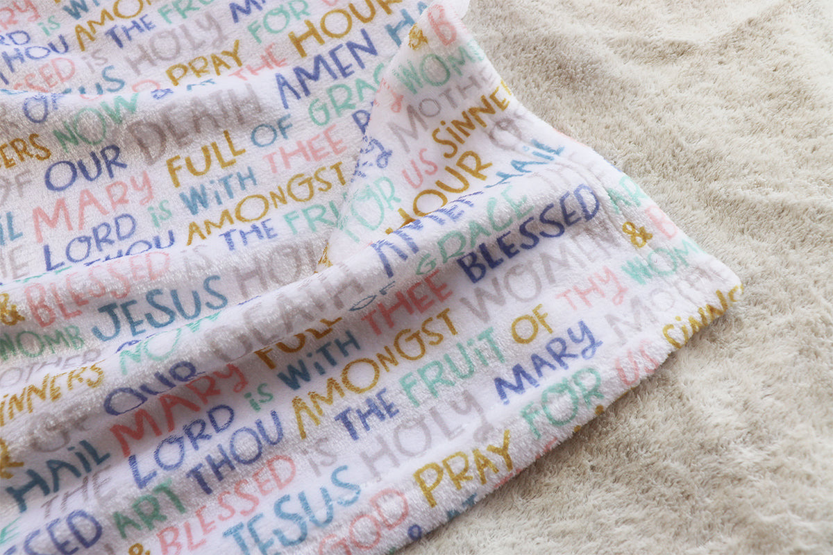 Hail Mary prayer fleece minky blanket.
