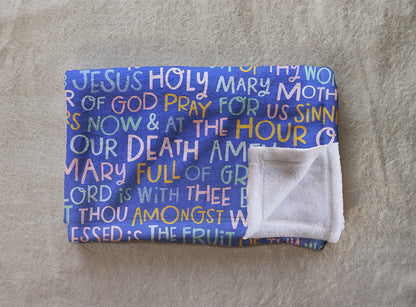 Hail Mary prayer fleece minky blanket.