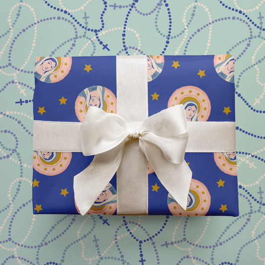 Blue Rosary | Catholic Wrapping Paper