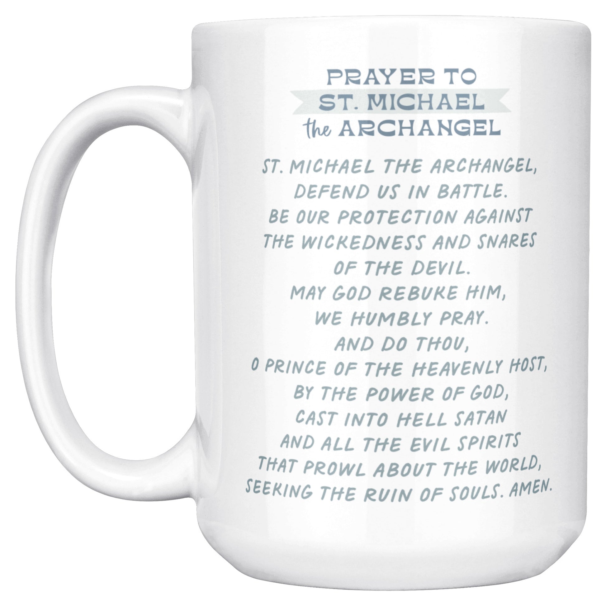 St Michael the Archangel Catholic mug with prayer.